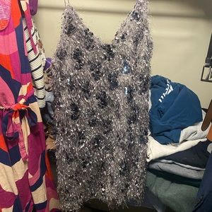 Lulu sequin mini dress purple silver